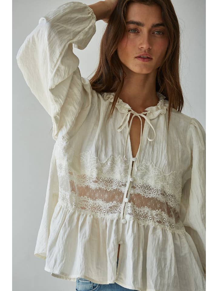 Lace Detail Blouse - Off White