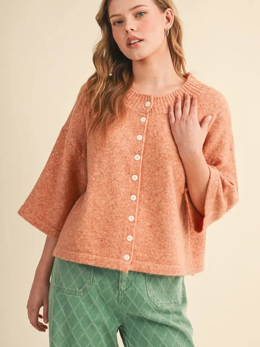 Elbow Length Cardigan - Rust Lemon