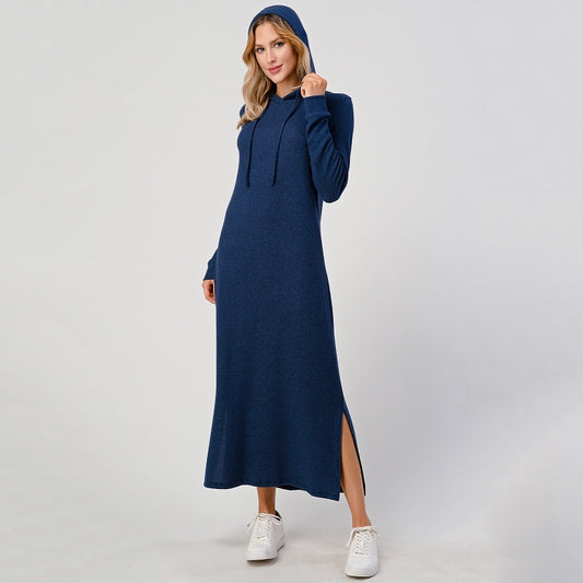 Hooded Midi Dress - Navy