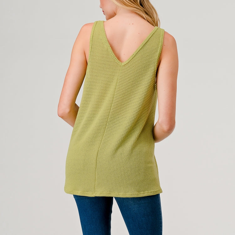 Knit V-Neck Tank - Sweet Pea