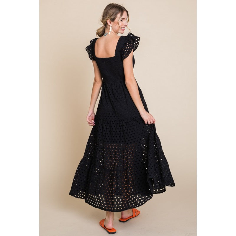 Eyelet Maxi Dress - Black