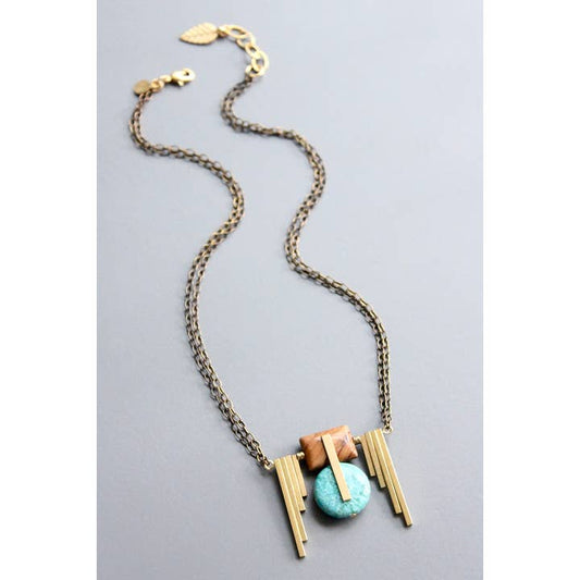 Turquoise and Jasper Art Deco Necklace