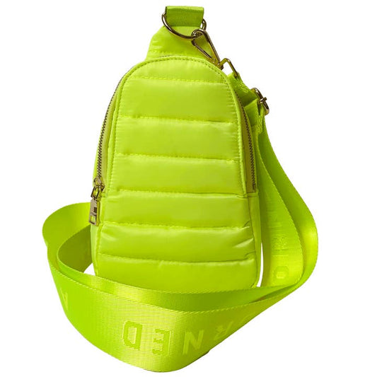 Eliza Quilted Puffy Sling - Neon Yellow