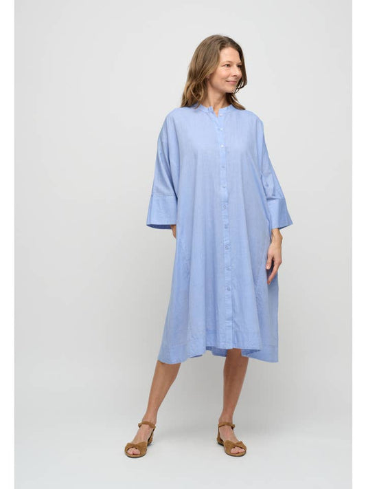 Lively Chambray Shirtdress - Light Blue