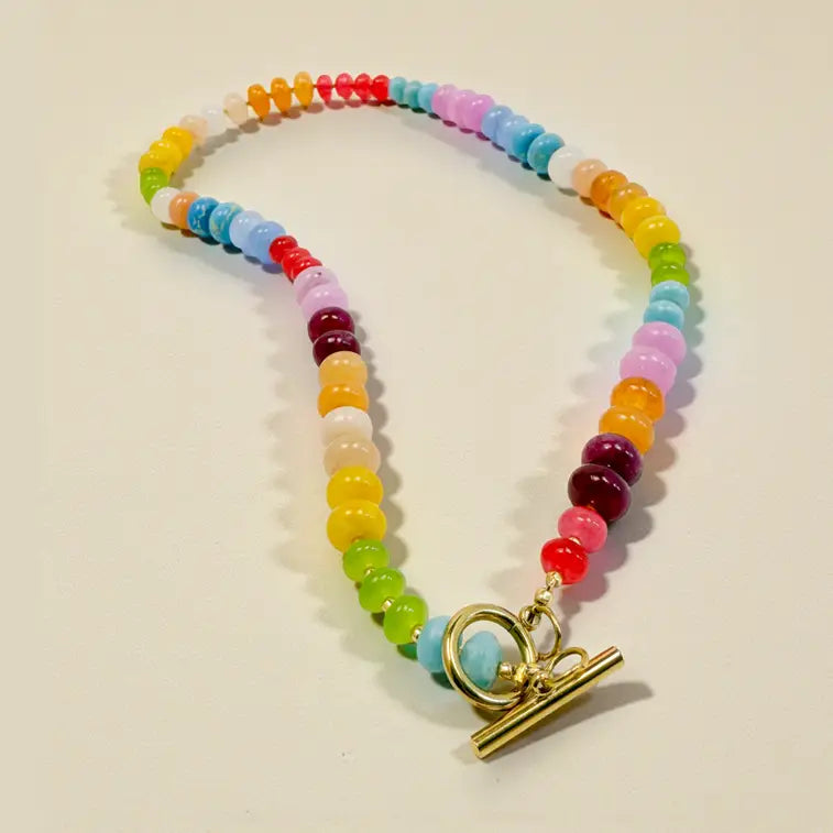 Bold Gemstone Beaded Necklace - Confetti Party