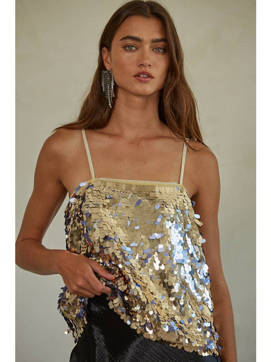 Can't Control Sequin Top - Gold