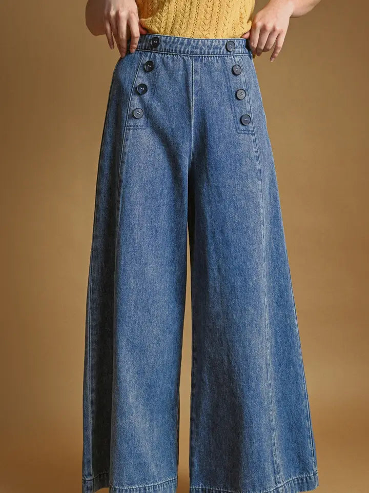 Sailor Wide Leg Pants - Denim