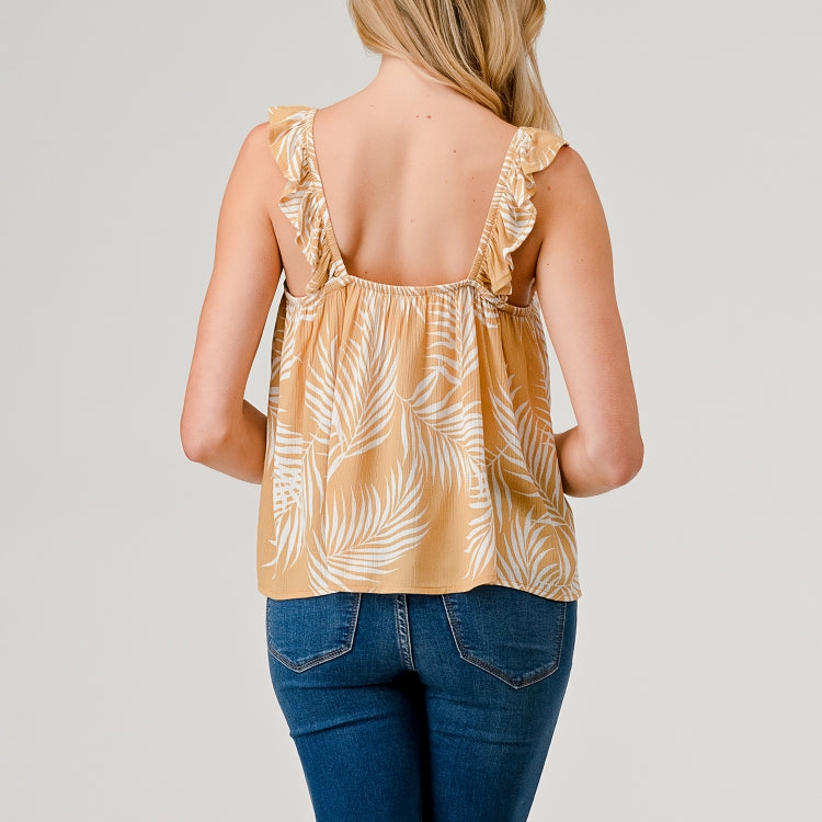 Ruffle Strap Tank Top - Mustard