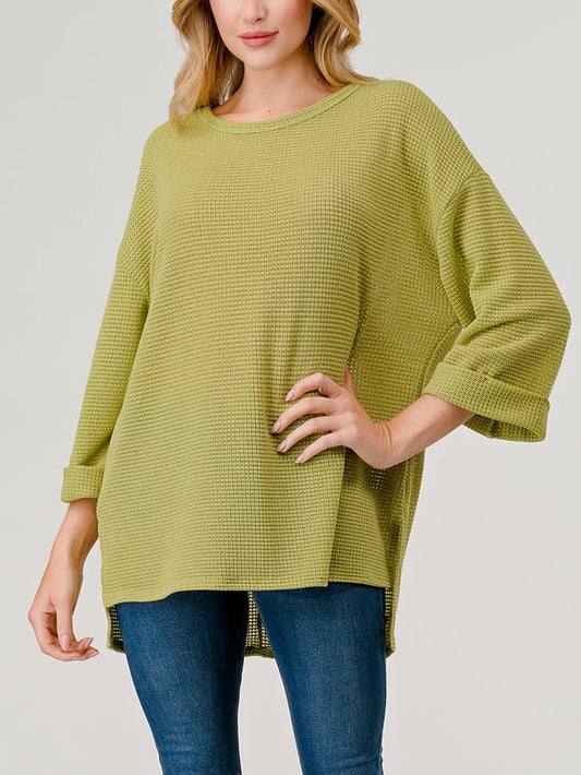 Open Knit 3/4 Length Top - Sweet Pea