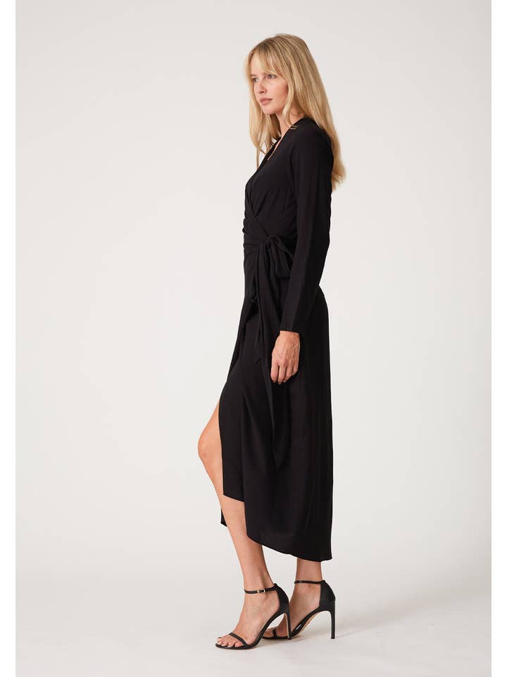 High-Low Midi Wrap Dress