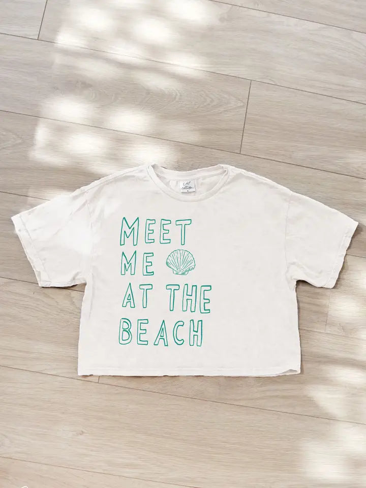 Meet Me At The Beach Cropped Tee - Cream