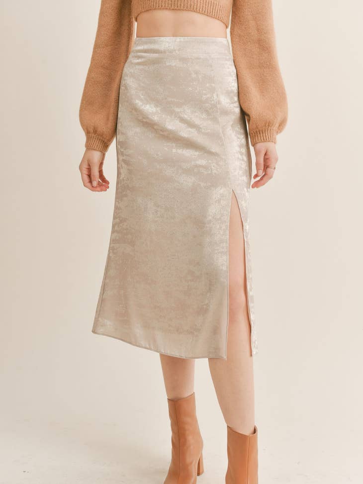 Luxe Life Midi Skirt - Champagne