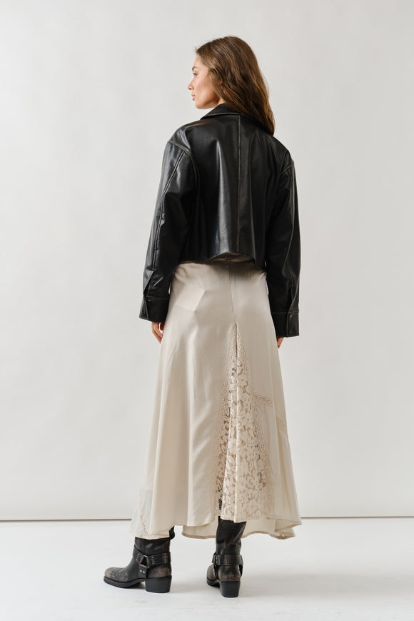 Vintage Washed Leather Jacket - Black