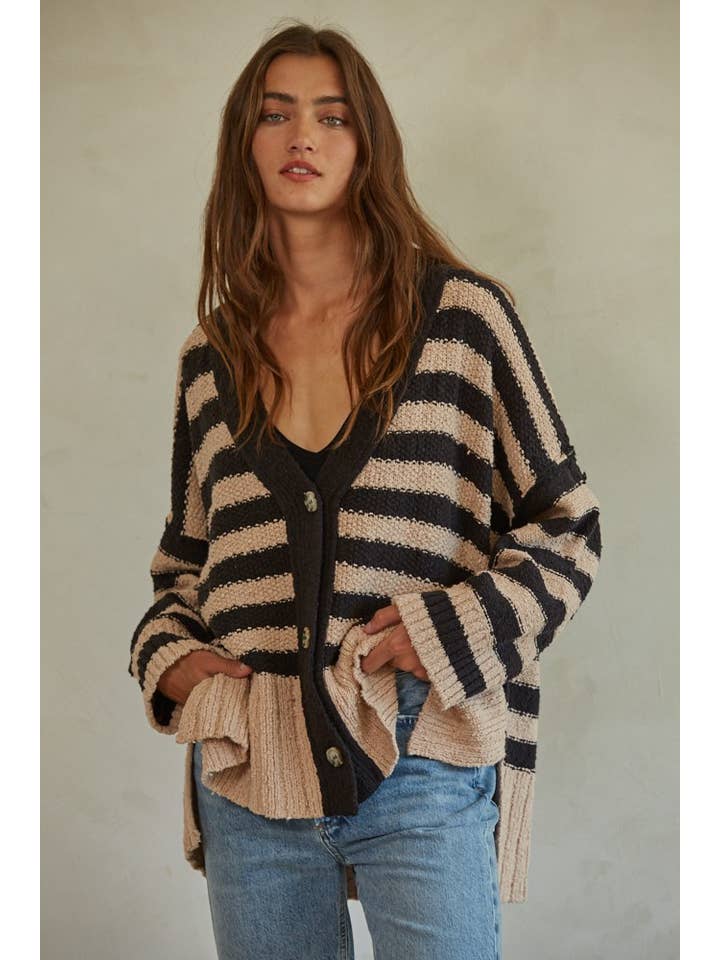 Candy Cloudy Cardigan Taupe Black – Treaty General Store