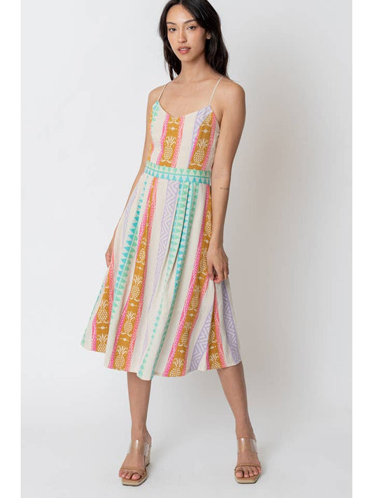 Sleeveless Midi Dress - Ivory Multi