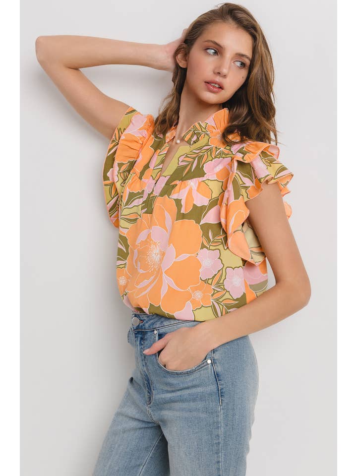 Floral Print Blouse - Sage Multi