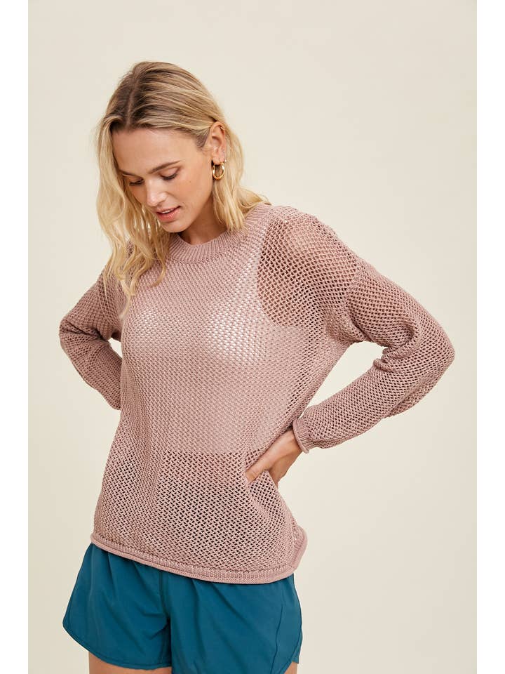 Crochet Lightweight Sweater - Mauve