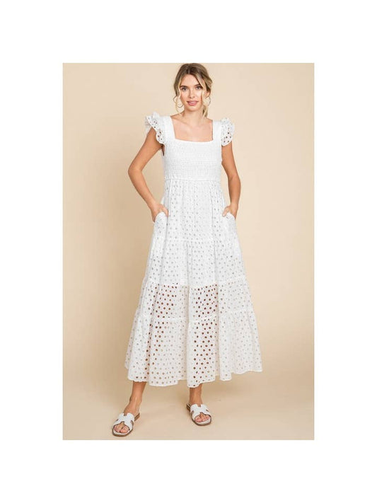 Eyelet Maxi Dress - White