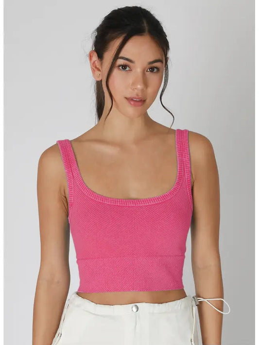 Chevron Crop Top - Vintage Fuschia Pop