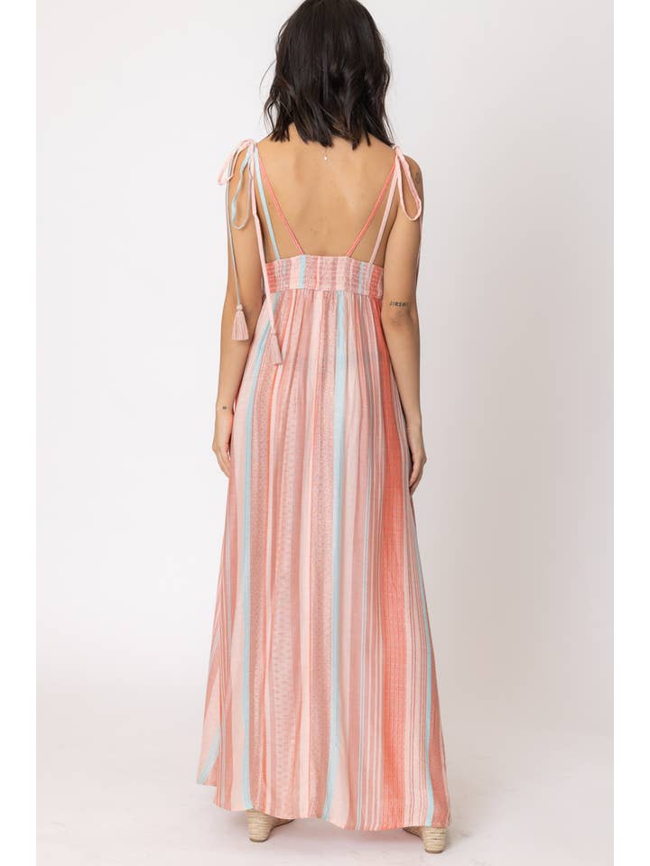 Striped Maxi Dress - Blush Multi