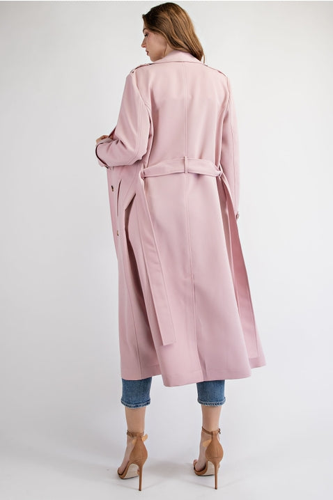 Double Breasted Trench Coat - Blush