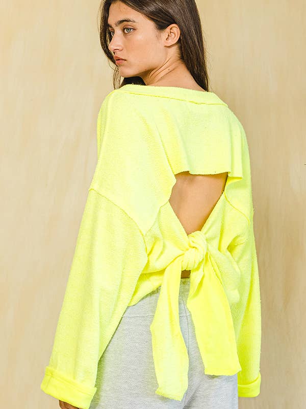 Tie-Back Cropped Top - Yellow