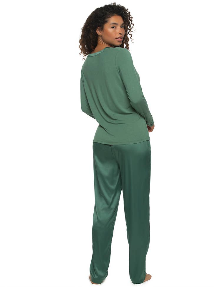 Elysees Tapered Pant Pajama Set - Dark Forest