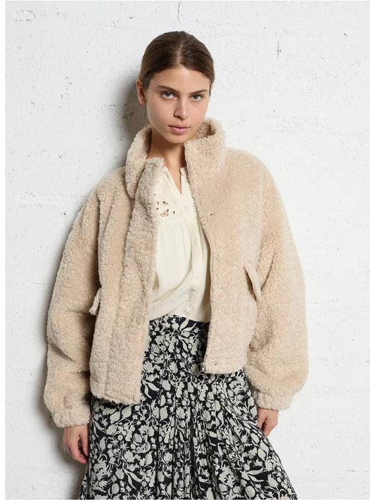 Faux Fur Jacket - Beige