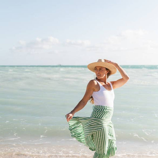 Green and White Stripe Vienna Sarong