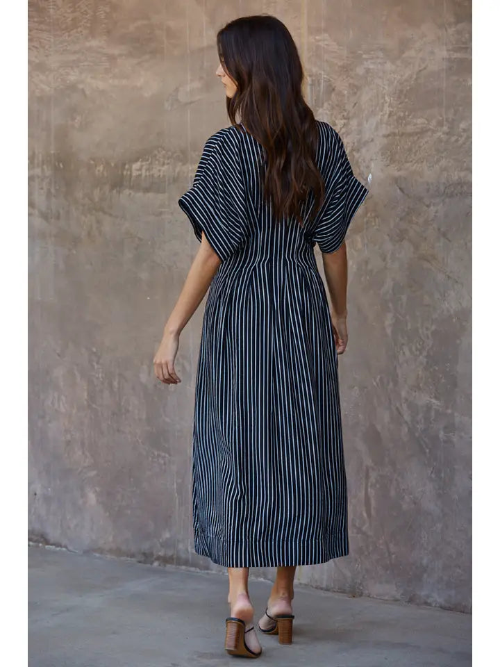 Striped Shirtdress - Black