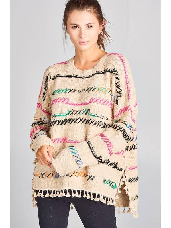 Knit Hi-Lo Sweater - Multi