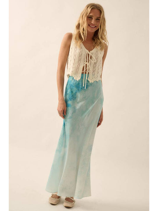 Tie Dye Maxi Skirt - Blue