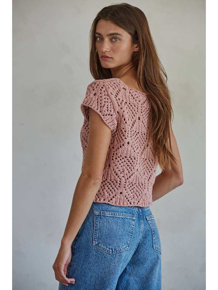 Cora Crochet Top - Mauve