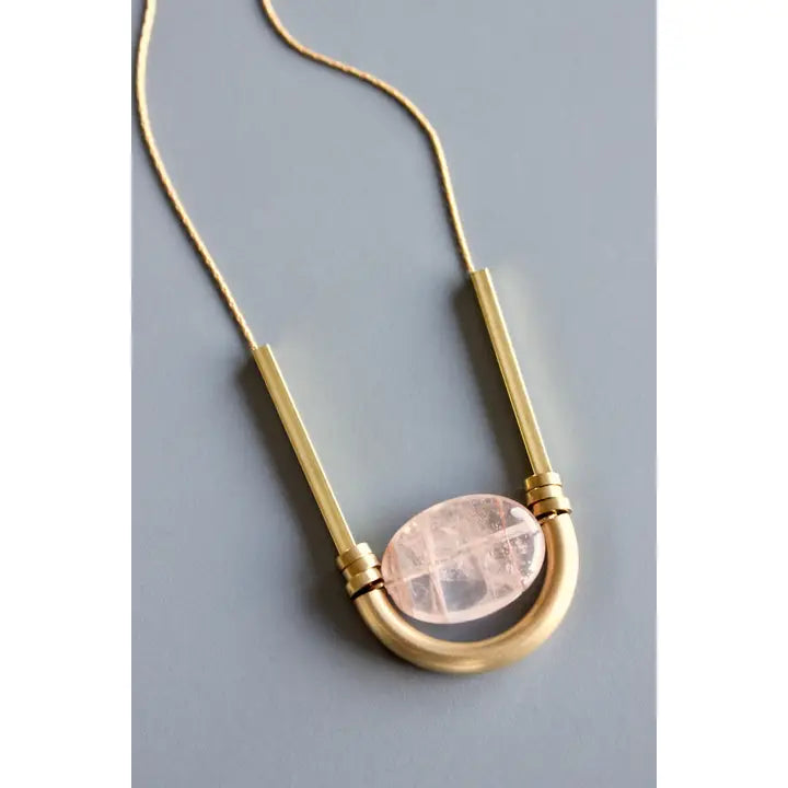 Rose Quartz Geometric Necklace