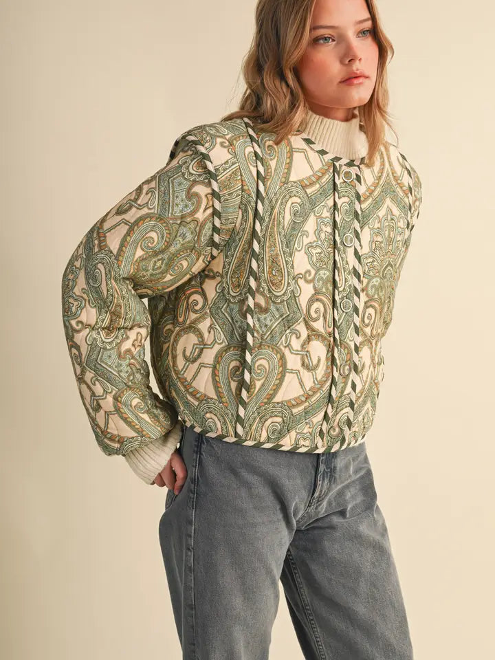 Paisley Quilted Jacket - Cream Multi
