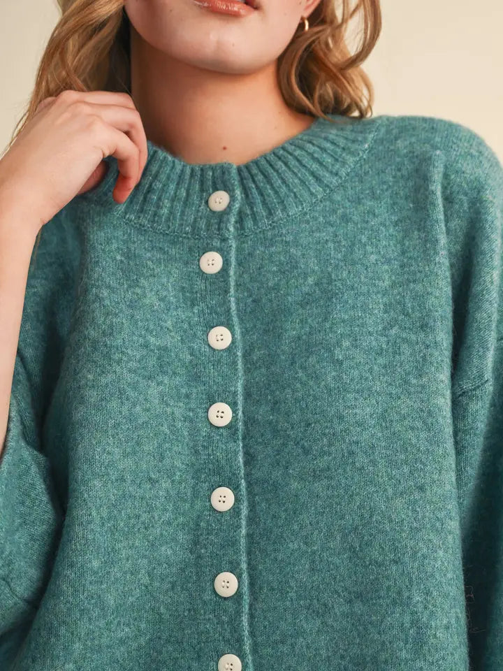 Elbow Length Cardigan - Teal Green