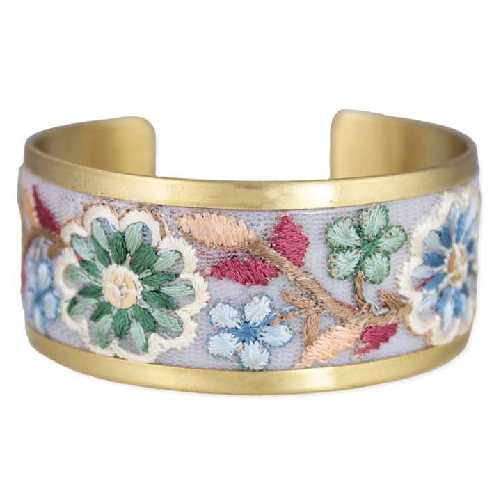 Embroidered Cuff - Pastel Flowers