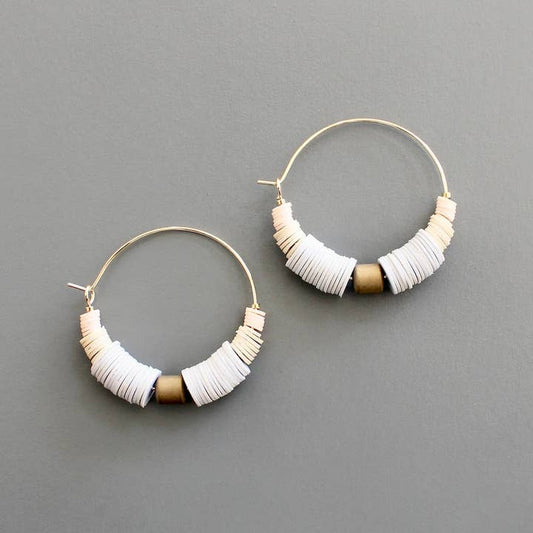 White and Cream Hoop Earrings