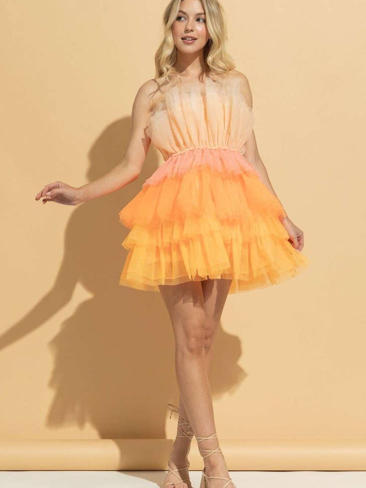 Mini Dress - Orange Colorblock