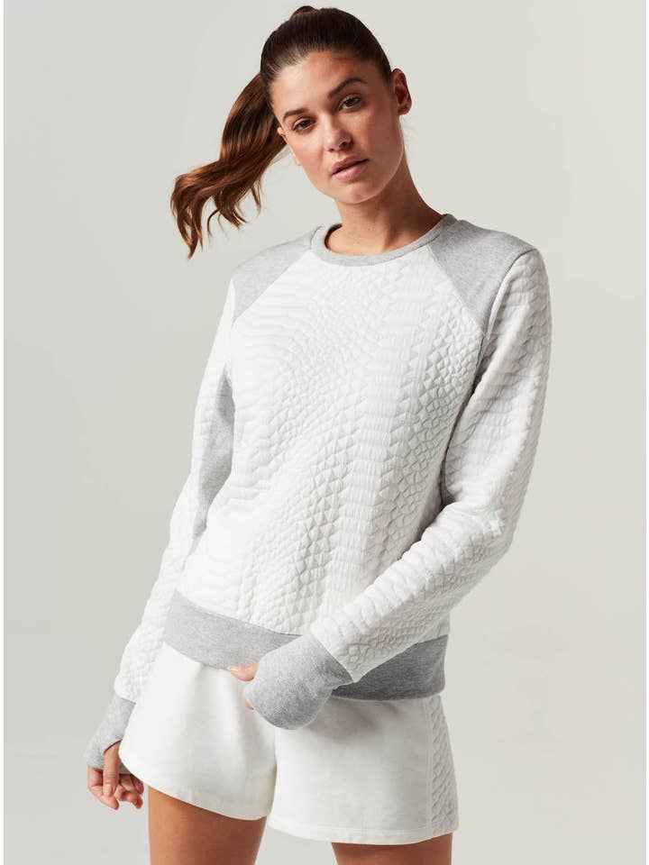 Croco Knit Sweatshirt - White