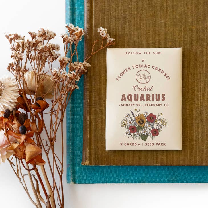 Flower Zodiac Sticker Card Set - Aquarius