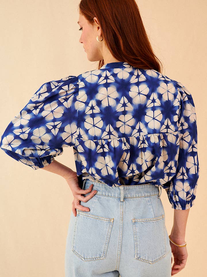 Siene Printed Blouse - Indigo