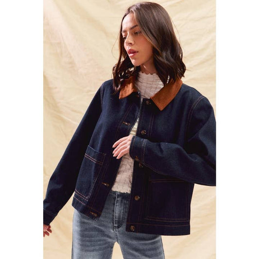 Cropped Barn Jacket - Denim