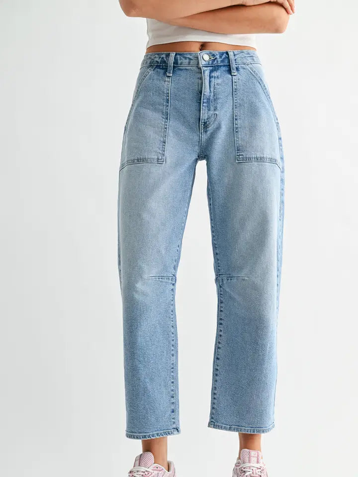 Utility Seamed Barrel Jean - Light Wash