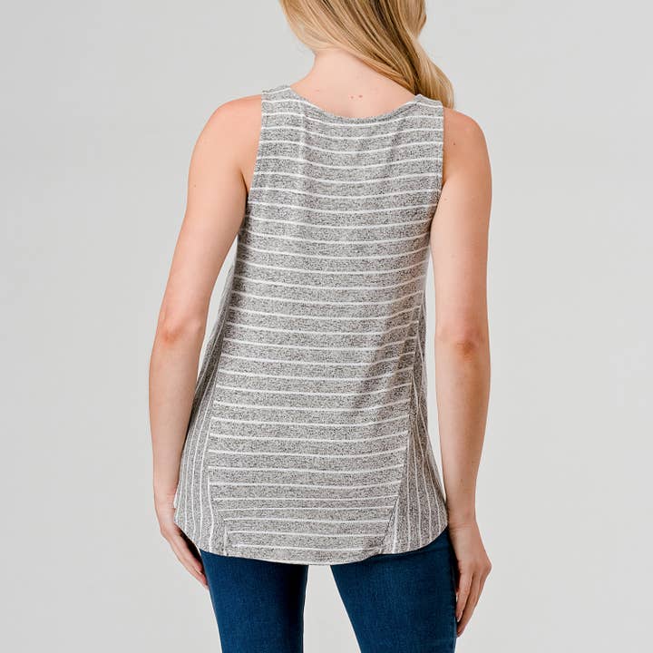 Stripe Tank Top - Heather Grey/White