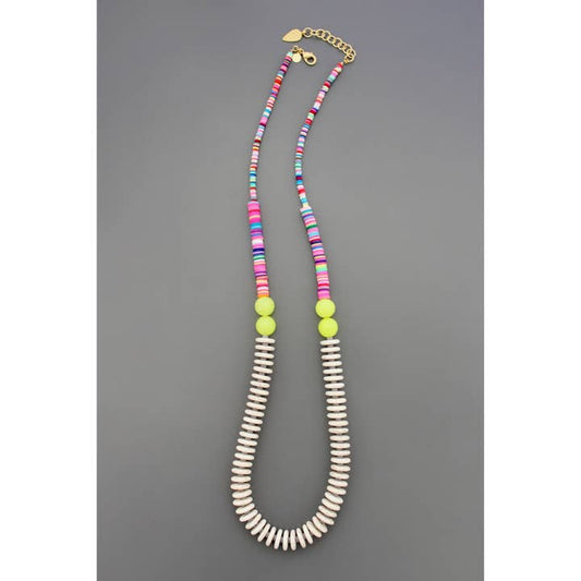 White, Pink and Yellow Stone Necklace