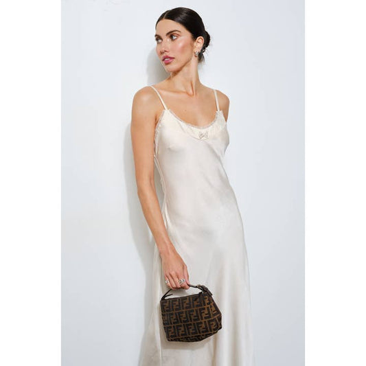 Genevieve Open Back Slip Dress - Ivory