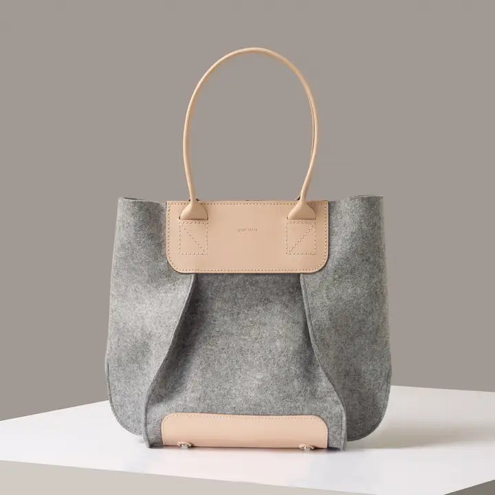 Frankie Midi Merino Wool Tote - Granite