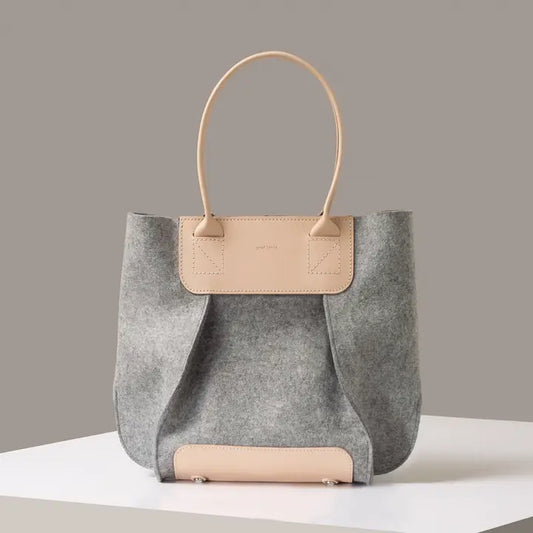 Frankie Midi Merino Wool Tote - Granite