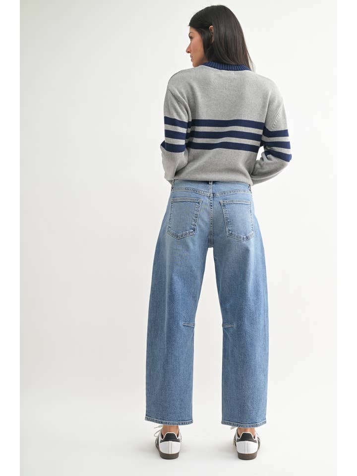 Utility Seamed Barrel Jean - Medium Wash